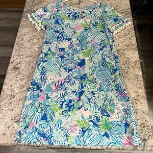 Lilly Pulitzer Green and Blue Sheath Mini Dress Resort Wear